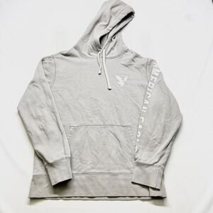 American Eagle Outfitters Super Soft Hoodie Mens Large Gray Spell Out Graphic